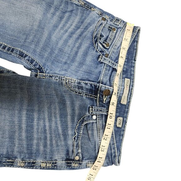 BKE Womens 27x31 Stella Low Rise 99% Cotton Jeans Blue Bootcut Denim Embroidered - Picture 11 of 16